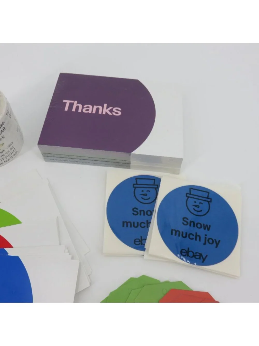 Lot of Ebay Shipping and Packaging Supplies Thank You Cards Stickers Tags USED